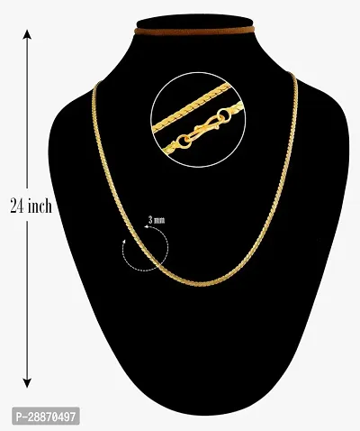 Shree Jutrade; Stylish and Exclusive Attractive Block Pattern Design Golden Brass Chain Necklace Gold Plated Fashionable Jewellery For Women Girls Men Boys and Unisex-thumb5