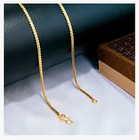 Shree Jutrade; Stylish and Exclusive Attractive Block Pattern Design Golden Brass Chain Necklace Gold Plated Fashionable Jewellery For Women Girls Men Boys and Unisex-thumb1