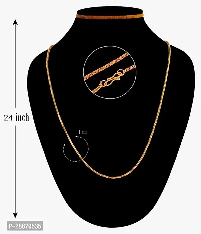 Shree Jutrade; Stylish and Exclusive Attractive Fisher Ball Pattern Design Golden Brass Chain Necklace Gold Plated Fashionable Jewellery For Women and Girls-thumb2