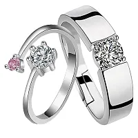 Shree Jutrade; Exclusive Elegant and Stylish Classy Silver Adjustable Couple Rings Pink Stone Fashionable Jewellery For Men Women Boys Girls Unisex-thumb1