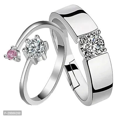 Shree Jutrade; Exclusive Elegant and Stylish Classy Silver Adjustable Couple Rings Pink Stone Fashionable Jewellery For Men Women Boys Girls Unisex-thumb2