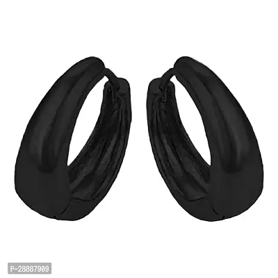 Shree Jutrade; Trending Black Kaju Design Bali Hinged Hoop Stainless Steel Studs Earrings Fashion Jewellery For Men Women Boys Girls Unisex-thumb0