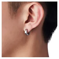 Shree Jutrade; Trending Silver Huggie Hinged Hoop Studs Earrings Stainless Steel Bali Fashion Jewellery For Men Women Boys Girls Unisex-thumb4
