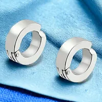 Shree Jutrade; Trending Silver Clip on Non Piercing Huggie Pressing Studs Earrings Stainless Steel Bali Fashion Jewellery For Men Women Boys Girls Unisex-thumb2