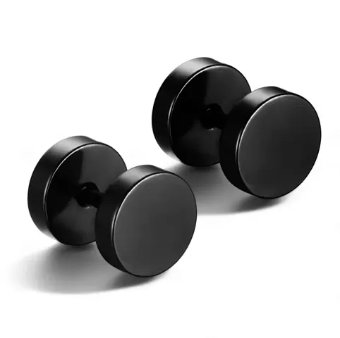 Shree Jutrade; Trendy Round Barbell Dumbbell Studs Earrings Screw Back Piercing Stainless Bali Fashion Jewellery For Men Women Boys Girls Unisex