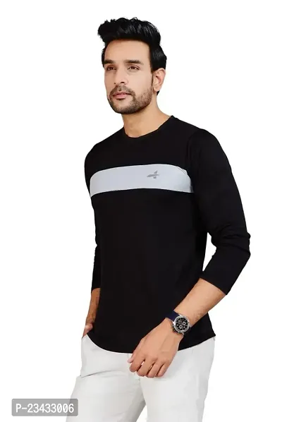 Yarendra Export Men's Regular Fit Round Neck Full Sleeved T-Shirt (L, Black)-thumb3