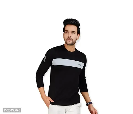 Yarendra Export Men's Regular Fit Round Neck Full Sleeved T-Shirt (L, Black)-thumb0