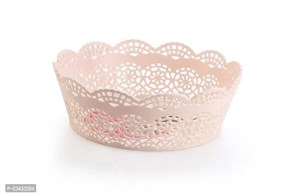 Nayasa Lacy Plastic Round 3 Piece Basket Set, Beige, Peach and Chocolate-thumb3