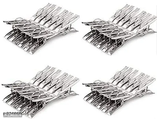 Yarendra Export Cloth Clip Heavy Quality Duty Rust Cloth Peg Stainless Steel Hanging Clips for Cloth Drying /Pegs for Hanger /Ropes/Towel Dryer/Cloth Drying Pins (48 Pcs, Pack of 1)-thumb0