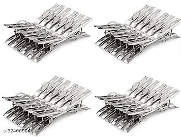 Yarendra Export Cloth Clip Heavy Quality Duty Rust Cloth Peg Stainless Steel Hanging Clips for Cloth Drying /Pegs for Hanger /Ropes/Towel Dryer/Cloth Drying Pins (48 Pcs, Pack of 1)