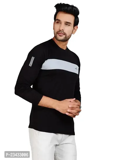 Yarendra Export Men's Regular Fit Round Neck Full Sleeved T-Shirt (L, Black)-thumb4