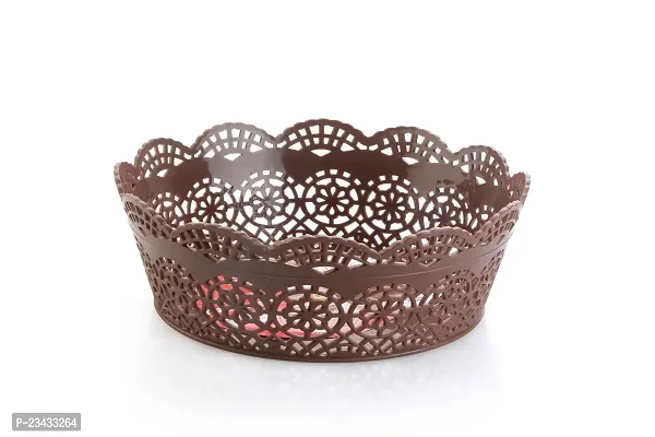 Nayasa Lacy Plastic Round 3 Piece Basket Set, Beige, Peach and Chocolate-thumb5