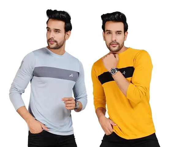 YARENDRA Export Regular Fit Polyester Tshirt for Mens (Pack of 2)