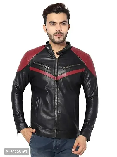 Garmadian Black Mens Faux Leather Jacket, Full Sleeve Designer Jacket Pack Of 1-thumb0