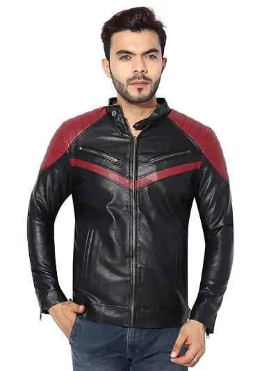 Garmadian Black Mens Faux Leather Jacket, Full Sleeve Designer Jacket Pack Of 1