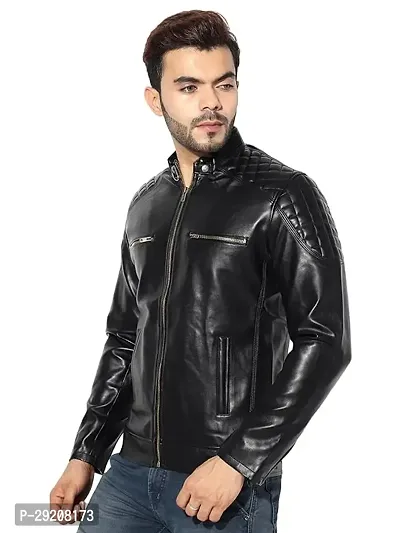 Garmadian Black Genuine Pu Leather Jacket for Timeless Style Pack Of 1-thumb0