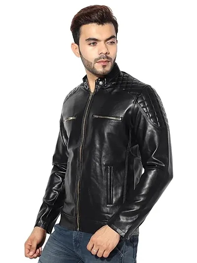 Garmadian Black Genuine Pu Leather Jacket for Timeless Style Pack Of 1