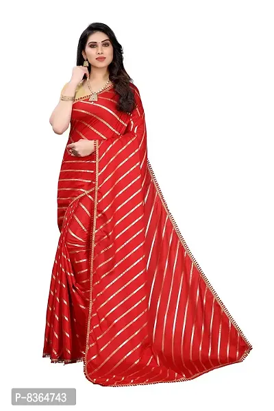 FABMORA Women's Woven Dola Silk Saree With Blouse Piece (DOLA-LEHERIYA-FOIL-RED_Red)-thumb0