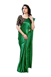 FABMORA Women's Plain Weave Satin Silk, Satin Saree With Blouse Piece (SATIN_MATKA_PARENT_Green)-thumb3