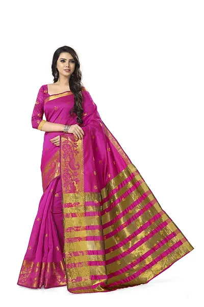 New In Cotton Silk Saree with Blouse piece 