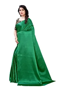 FABMORA Women's Plain Weave Satin Silk, Satin Saree With Blouse Piece (SATIN_MATKA_PARENT_Green)-thumb1