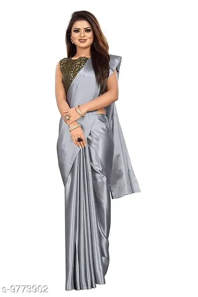 Attractive Satin Saree with Blouse piece 