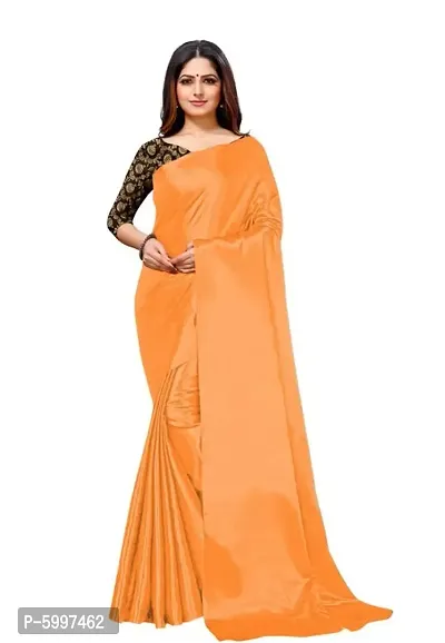 Satin Silk Saree With Jacquard Blouse Piece