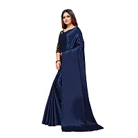 FABMORA Women's Plain Weave Satin Silk Saree With Blouse Piece (SATIN_MATKA_PARENT_Navy Blue)-thumb2
