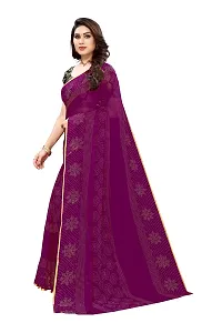 Fabmora Women's Woven Pure Chiffon Saree With Blouse Piece (sarees-chiffon-ladoo-wine_wine)-thumb2