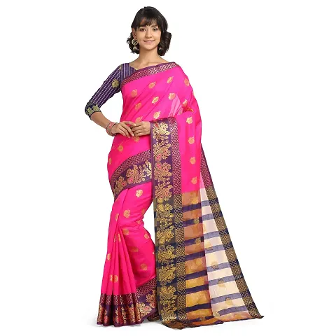 Banarasi Cotton Silk Sarees With Blouse Piece
