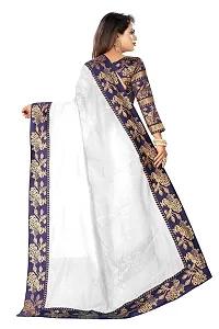 FABMORA Women's Pure Cotton Silk Traditional Sarees (white)-thumb2