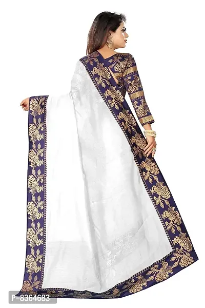 FABMORA Women's Pure Cotton Silk Traditional Sarees (white)-thumb3