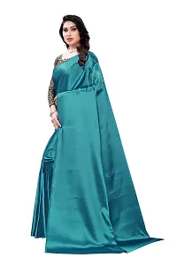 FABMORA Women's Woven Satin Saree With Blouse Piece (SAATIN-SAREE-P_Blue)-thumb2