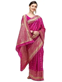 FABMORA Women's Banarasi Silk Blend Saree With Blouse Piece (banarasi_silk_saree_pink_Pink)-thumb2