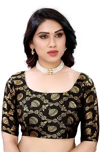 FABMORA Women's Plain Weave Satin Silk, Satin Saree With Blouse Piece (SATIN_MATKA_PARENT_Green)-thumb4