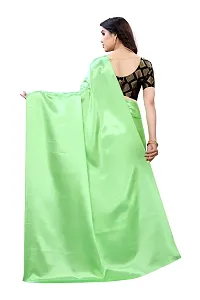 FABMORA Women's Woven Satin Saree with Blouse Piece (SATIN_SQUARE_PISTA_Pista)-thumb3