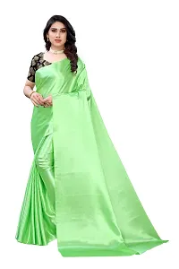 FABMORA Women's Woven Satin Saree with Blouse Piece (SATIN_SQUARE_PISTA_Pista)-thumb1