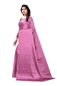 FABMORA Women's Woven Satin Saree With Blouse Piece (SAATIN-SAREE-P_Pink)-thumb2