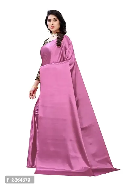 FABMORA Women's Woven Satin Saree With Blouse Piece (SAATIN-SAREE-P_Pink)-thumb3