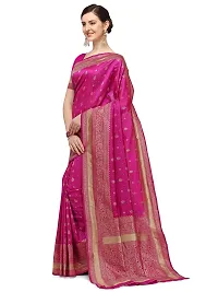 FABMORA Women's Banarasi Silk Blend Saree With Blouse Piece (banarasi_silk_saree_pink_Pink)-thumb1