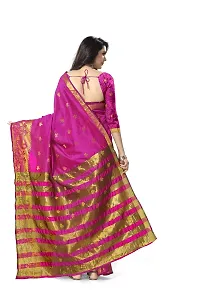 Fashioncraft Womens Kanchipuram Cotton Silk Saree With Blouse Piece (SU-FLOWER-PINK_Pink)-thumb2