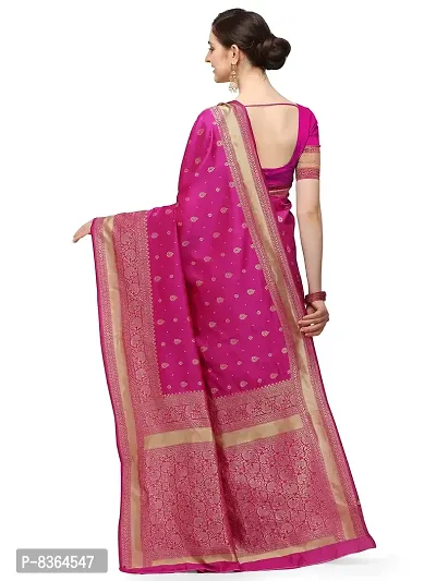FABMORA Women's Banarasi Silk Blend Saree With Blouse Piece (banarasi_silk_saree_pink_Pink)-thumb5