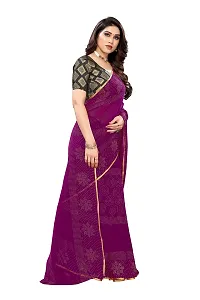 Fabmora Women's Woven Pure Chiffon Saree With Blouse Piece (sarees-chiffon-ladoo-wine_wine)-thumb4