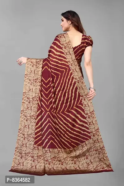 Fabmora Women's Designer Chevron Printed Chiffon Saree With Blouse Piece (MAROON)-thumb5