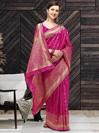 FABMORA Women's Banarasi Silk Blend Saree With Blouse Piece (banarasi_silk_saree_pink_Pink)-thumb3