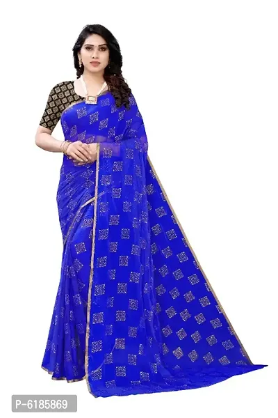 Blue Chiffon Printed Sarees For Women-thumb0