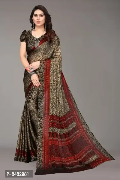 Black Chiffon Printed Sarees For Women