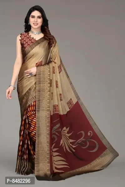 Beautiful Chiffon Printed Saree with Blouse Piece For Women