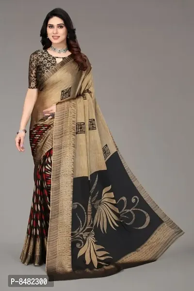Beautiful Chiffon Printed Saree with Blouse Piece For Women