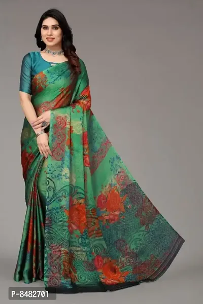 Beautiful Chiffon Printed Saree with Blouse Piece For Women-thumb0